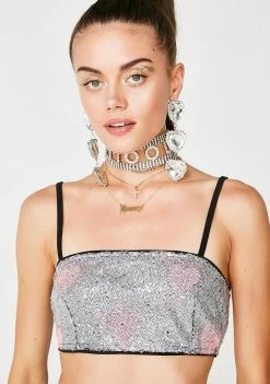 Jaded London Heart Sequin Crop Top