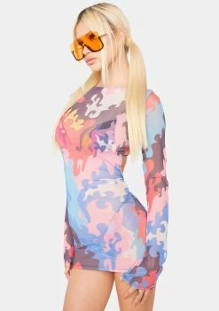 Jaded London Cover Ups Bright Western Print Backless Dress