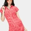 Jaded London Pink Graffiti Embossed Towelling Playsuit