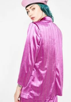 Jaded London Rhinestone Pinstripe Suit Jacket Outerwear