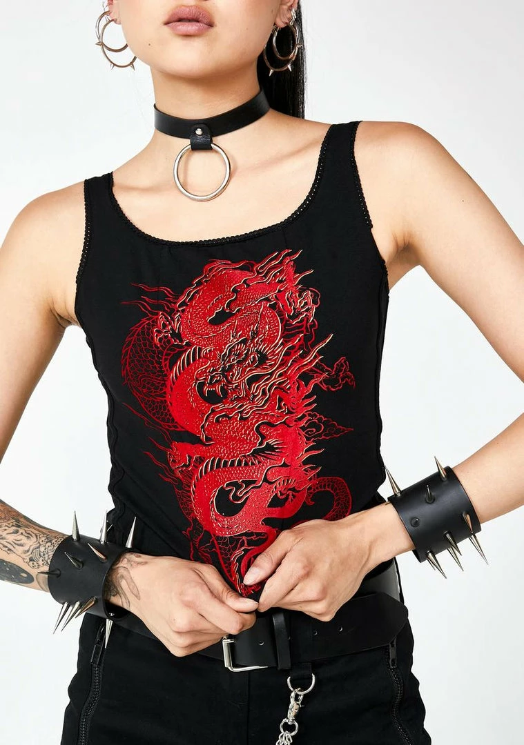 Buy π Jaded London Tops Dragon Print Lace Up Back Crop Top π 3 Jaded London Tops Dragon Print Lace Up Back Crop Top