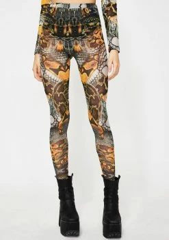 Jaded London Bottoms Snake Print Mesh Leggings