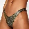 Jaded London Metallic Serpent V-Front Bikini Bottoms Swim