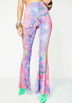 Jaded London Bottoms Snake Print Jersey Flares
