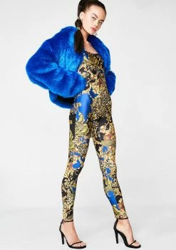 Jaded London Square Neck Chain Printed Catsuit Jumpsuits & Rompers