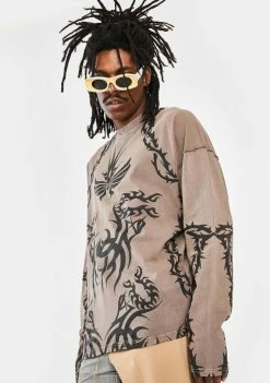 Jaded London Tattoo Long Sleeve Graphic Tee Tops