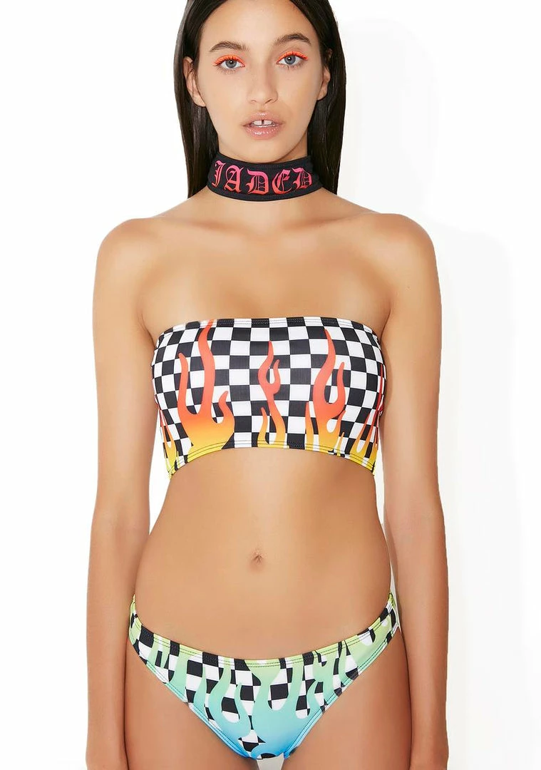 Wholesale π― Jaded London Flames Checkered π Bikini Bottoms π 4 Jaded London Flames Checkered Bikini Bottoms