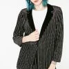 Jaded London Sequin Stripe Velvet Suit Jacket Outerwear