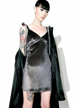 Jaded London Foil Velvet Slip Dress