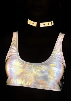 Jaded London Reflective Crop Bikini Top