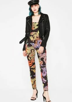 Jaded London Dragon Print Square Neck Catsuit