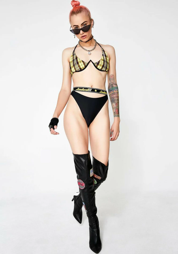 Promo ๐ Jaded London Yellow Check Underwire ๐ Bikini Top ๐ 7 Jaded London Yellow Check Underwire Bikini Top