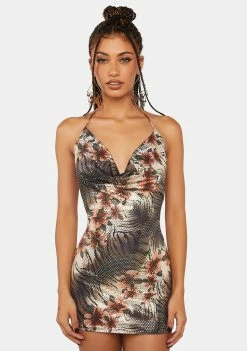 Jaded London Club Dresses La Playa Sequin Cowl Neck Dress
