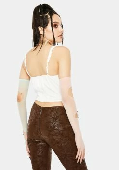 Jaded London Ivory Boho Cami Top With Lace Trim Tops