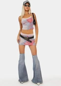 Jaded London Devore Daydream Lace Trim Cami Top Tank Crop Top