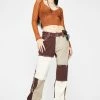 Jaded London Brown Patchwork Denim Jeans