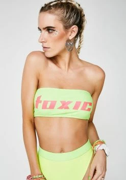 Jaded London Toxic Slogan Bandeau Bikini Top Swim
