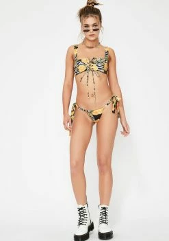 Jaded London Orange Scarf Print Bikini Bottoms Swim