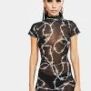 Jaded London Dresses Barbed Wire Print Sheer Mini Dress
