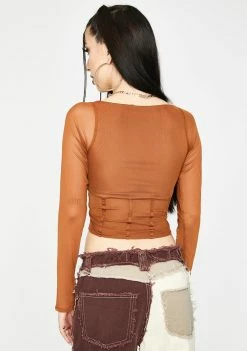Coupon ⌛ Jaded London Brown Corset Mesh Top Tops ⭐ 8 Jaded London Brown Corset Mesh Top Tops