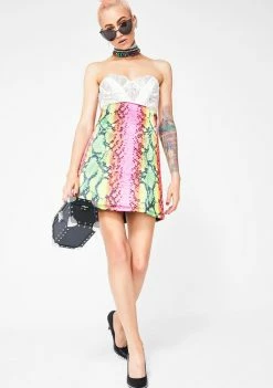 Jaded London Snake Print High Waist Skirt Bottoms