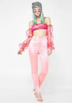 Jaded London Strawberry Bubble Sheer Crop Top Tops