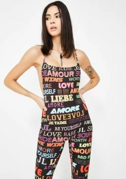 Jaded London Jumpsuits & Rompers Slogan Printed Catsuit