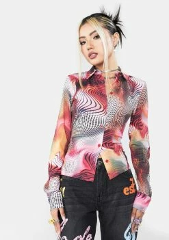 Jaded London Swirl Print Tissue Jersey Shirt Tops