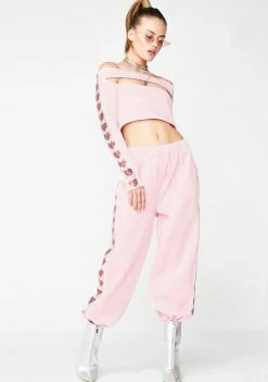 Jaded London Bottoms Heart Sequin Sweat Joggers