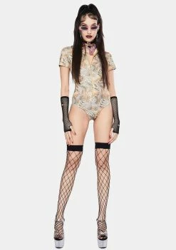 Jaded London Tiger Jacquard Cap Sleeve Bodysuit Tops