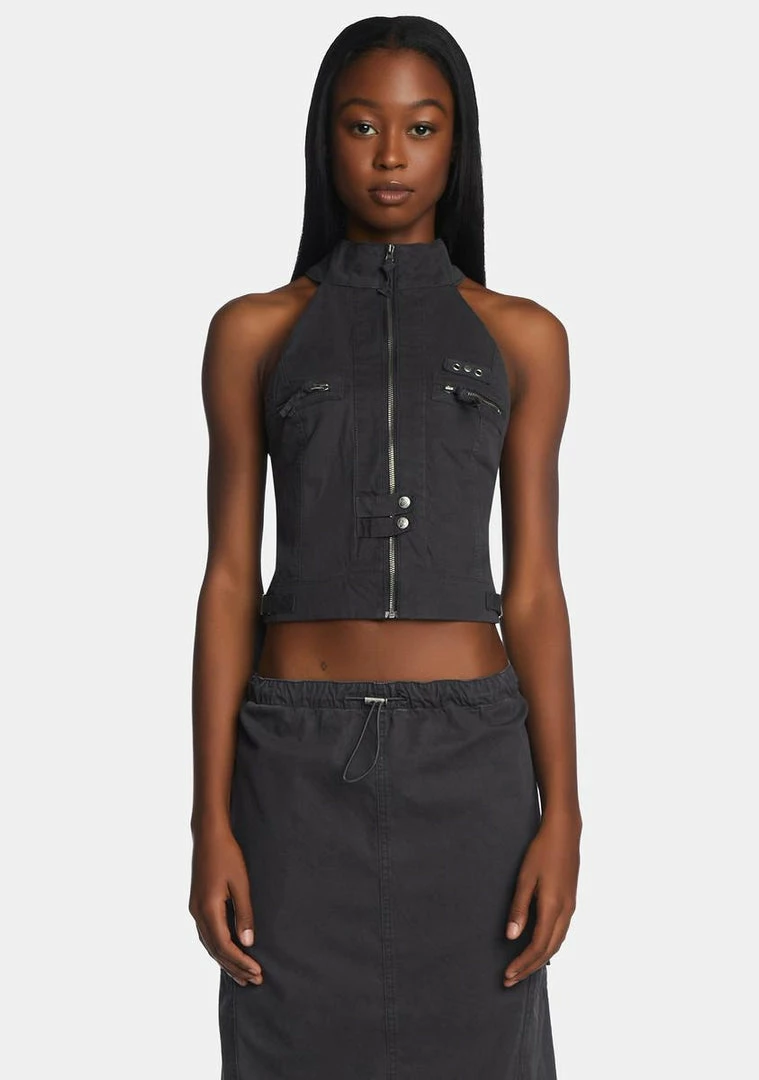 Budget ❤️ Jaded London Vintage Grey Cargo Halter Neck Top Tops ❤️ 3 Jaded London Vintage Grey Cargo Halter Neck Top Tops