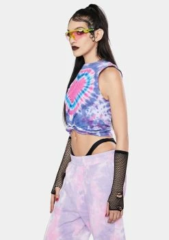 Jaded London Pink & Purple Tie Dye Heart Tank Top