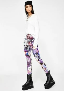 Jaded London Lips Collage Print Leggings Bottoms