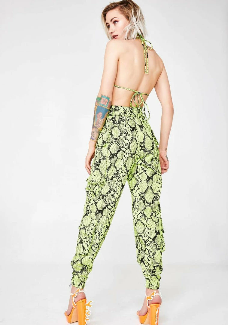 New π Jaded London Neon Green Snakeskin Combat Trousers Bottoms π 6 Jaded London Neon Green Snakeskin Combat Trousers Bottoms