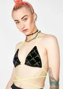 Jaded London Diamante Velvet Triangle Wrap Top