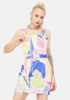 Jaded London Vintage Floral Print Denim Mini Dress Dresses