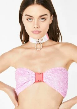 Jaded London Sequin Bandeau Buckle Top Tops