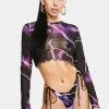 Jaded London Purple Lightning Print Triangle Bikini Bottoms