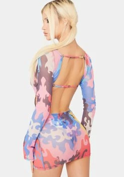 Jaded London Cover Ups Bright Western Print Backless Dress