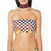 Jaded London Checkered Choker Bikini Top Swim