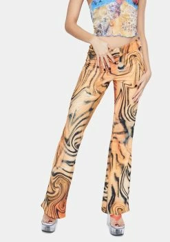 Jaded London Tiger Swirl Print Bootcut Trousers