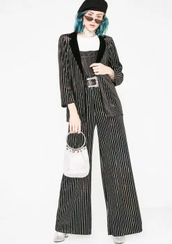 Jaded London Sequin Stripe Velvet Suit Jacket Outerwear