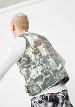 Deals π₯° Jaded London Outerwear Collage Print Denim Utility Vest π 10 Jaded London Outerwear Collage Print Denim Utility Vest