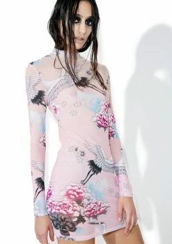 Jaded London Dresses Ombre Crane Mesh Mini Dress