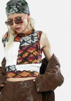 Jaded London Cut And Sew Knitted Vest Tops