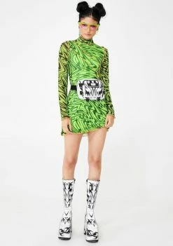Jaded London Green Psychedelic Printed Mini Dress