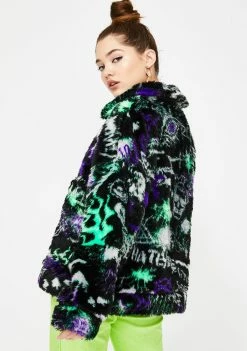 Coupon π Jaded London Graffiti Print Oversized Fleece Jacket Outerwear β 9 Jaded London Graffiti Print Oversized Fleece Jacket Outerwear